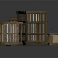 Two Rustic Wooden Cages And Small Plastic Basket For Home Storage