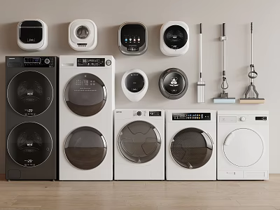 Modern Front Loading Washing Machines In Black And White Sleek Designs For Home Use 3d model