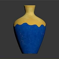 Elegant Decorative Vase With Shiny Gold Top And Smooth Blue Body Design For Home