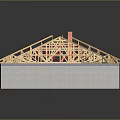 Architectural Building Roof Truss Framework With Wooden Structural Components And Construction Model 3d model