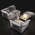 Modern Sofa Coffee Table Combination Modern Living Room Sofa Multi-person Sofa Coffee Table Carpet Pillow Blanket Table Lamp Simple 3d model