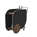 Stylish Black Wooden Decorative Cart Set With Wine Bottles And Glasses