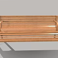 Slatted Wooden Public Bench With Armrests And Black Legs For Outdoor Spaces