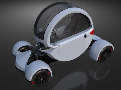 White Futuristic Compact Car With Transparent Roof And Unique Modern Design 3d model