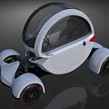 White Futuristic Compact Car With Transparent Roof And Unique Modern Design