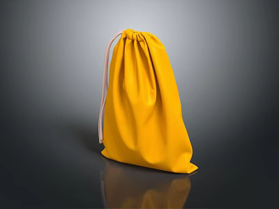 Yellow Fabric Drawstring Storage Bag For Daily Household Use And Organization 3d model