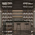 Modern Wine Cellar Interior Design With Rows Of Wine Bottles Wine Racks And Bar Stools