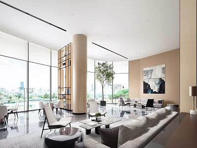 Modern reception area Sales office Sales center Negotiation area Rest area 3d model