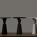Modern Minimalist Side Tables With Round Tops And Black White Marble Pedestal Bases