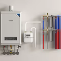 Haier Residential Gas Water Heater With Pipes Valves And Control System