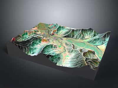3D Terrain Model With Mountain Ranges Green Vegetation And River Paths 3d model
