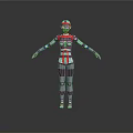 Game And Movie Robot Character Futuristic Design With Red Blue White Gray Mechanical Armor Helmet