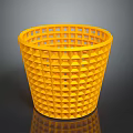 Yellow Trash Can With Grid Design And Diamond Pattern For Home Use 3d model