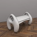 Modern Black Chaise Lounge With White Padded Seat And Curved Design On Herringbone Wooden Floor