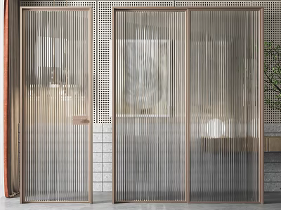 Modern sliding door Changhong glass sliding door 3d model