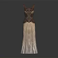 Elegant Brown Corset Top Paired With Beige Pleated Skirt Fashion Outfit