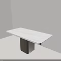 Modern Dining Table with White Tabletop and Dark Square Base Minimalist Design 3d model