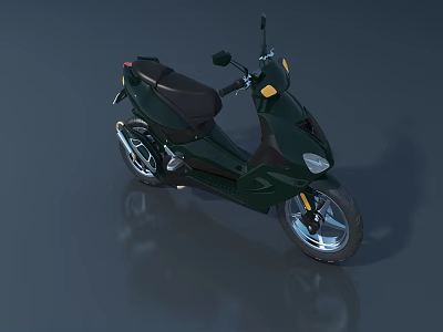 Dark Green Modern Scooter With Black Seat Yellow Turn Signals And Silver Wheels 3d model