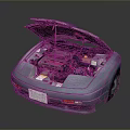 High Quality Car Parts Including Engine Components Under Open Automobile Hood