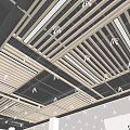 Modern Ceiling Design With Wooden Slat Grille And Recessed LED Lighting