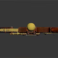Vibrant Red Yellow Guitar Musical Instrument With Decorative Painting Tools And Art Supplies Design