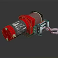 Heavy Duty Electric Winch Featuring Red Body Steel Drum Metal Hook And Mounting Base
