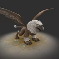 Realistic Mythical Reptile 3D Model With Wings Standing On Stone Ground