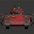 Red Armored Tank 3D Render With Cannon Tracks And Detailed Surface