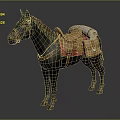 Horse Riding Equipment with Saddle Red Pad Rolled Blanket and Leather Bag