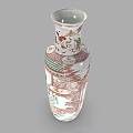 Traditional Chinese Ceramic Vase With Painted Female Figures On White Base And Colorful Patterns