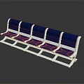 Blue Public Waiting Chair With Metal Frame And Multiple Seats In Public Areas
