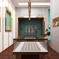 Luxury Modern Jewelry Store Interior With Round Glass Showcases And Gold Framed Decor