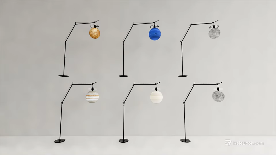 Modern Floor Lamps with Planetary Globe Shades for Contemporary Home Decor 3d model 