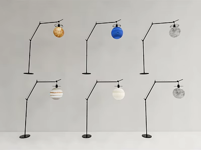 Modern Floor Lamps with Planetary Globe Shades for Contemporary Home Decor 3d model