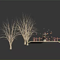 Cartoon Scene of Person Riding Bike With Fallen Leaves Leafless Trees and Fence