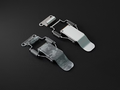 Two Metal Spring Clips With Spring Mechanism Stainless Steel Construction 3d model