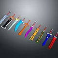 Colorful Fantasy Swords Weapon Collection With Various Designs And Bright Colors