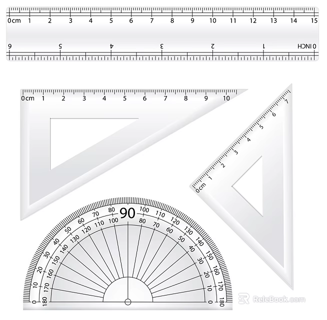 Essential Geometric Drawing Tools For Precision Measurement With Rulers Protractor And Triangles 3d model 