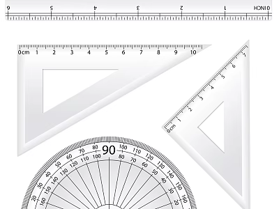Essential Geometric Drawing Tools For Precision Measurement With Rulers Protractor And Triangles 3d model