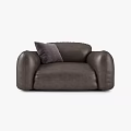 Modern Leisure Sofa Set With Dark Brown Leather Pillows And Throw Blanket
