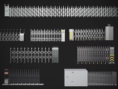 Multiple Styles Of Metal Retractable Gates With Security Designs And Features 3d model