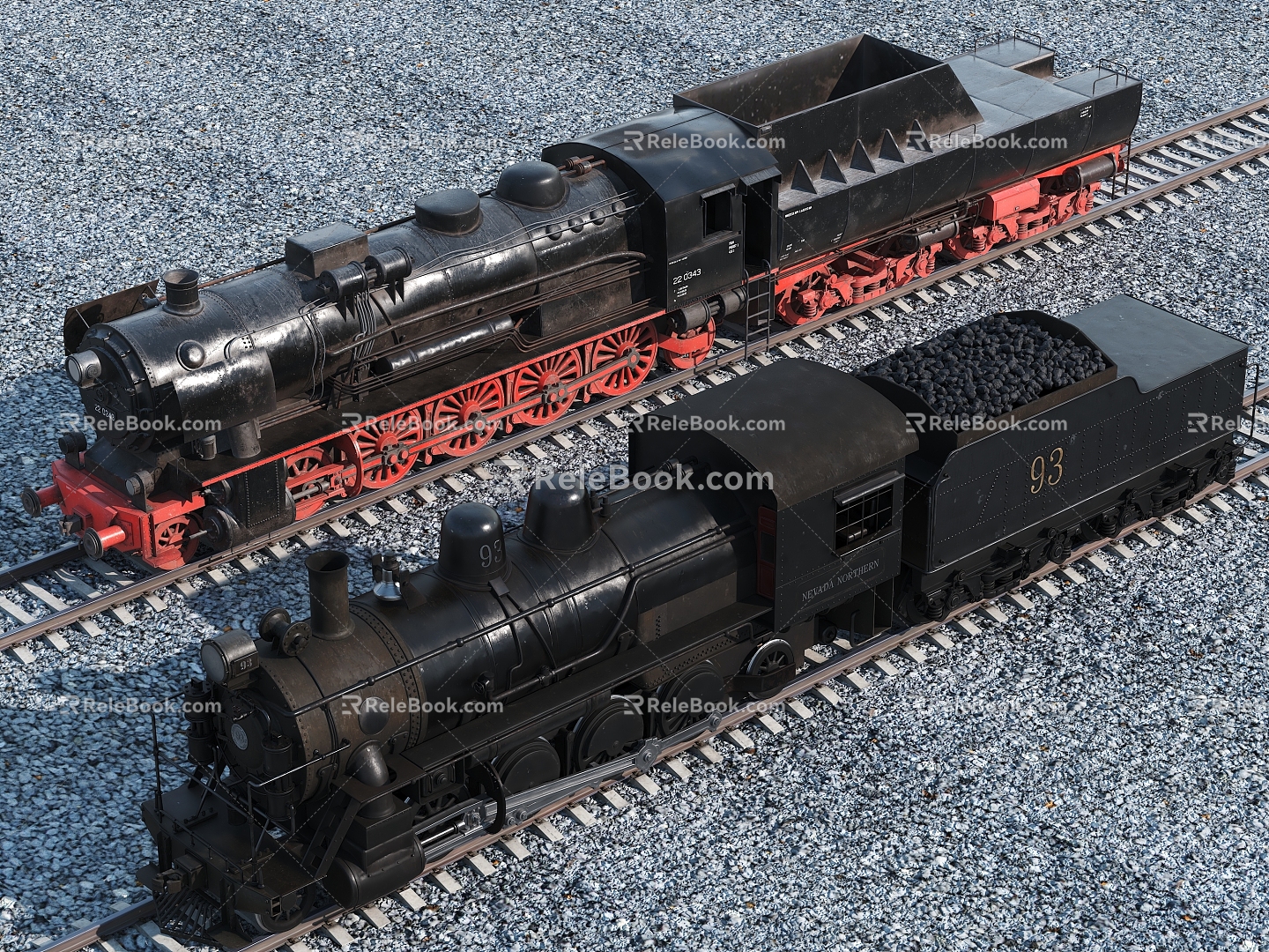 Train locomotive steam machine 3d model