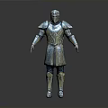 Detailed Medieval Knight Armor With Shiny Metallic Silver And Blue Helmet Chest Plate Standing Pose