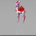 Fantasy Pink Deer With Red Antlers Red Wings And Red Spots Standing