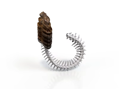 Organ And Hair Spiral Structure With Brown Hair Like Fibers And Silver Skeletal Elements 3d model