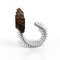 Organ And Hair Spiral Structure With Brown Hair Like Fibers And Silver Skeletal Elements