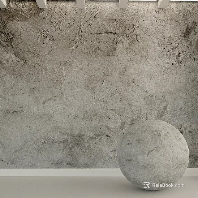 Textured Concrete Wall And Sphere Component In Modern Interior Design 3d model