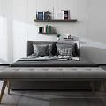 Nordic background double bed background soft accessories 3d model
