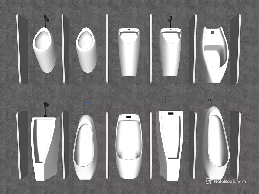 Various Urinal Designs And Styles For Bathroom Fixture Selection And 3d model 