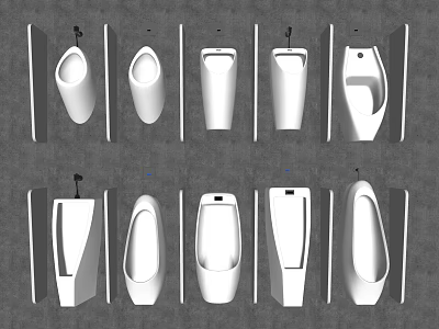 Various Urinal Designs And Styles For Bathroom Fixture Selection And 3d model